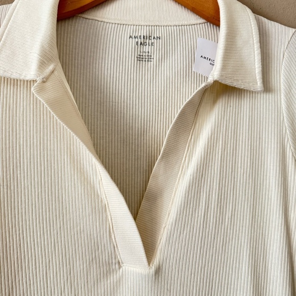 NWT American Eagle Outfitters Collared Winter White Knit Mini Dress Size L - Picture 3 of 8